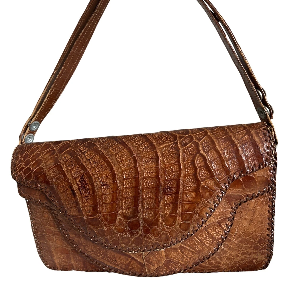 Crocodile Brown Leather Exterior Bags & Handbags for Women 