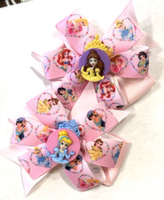 Beautiful Disney's Princesses Inspired Set of Pig Tail hair bows.