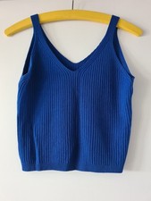 Neu ! Modisches  Damen Top Cropped  Gr. XS/S, Royalblau Träger-Top, kurzes Top