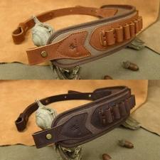 Leather Canvas Rifle Shell Loops Sling Ammo Holder Straps Adjustable .308 410GA