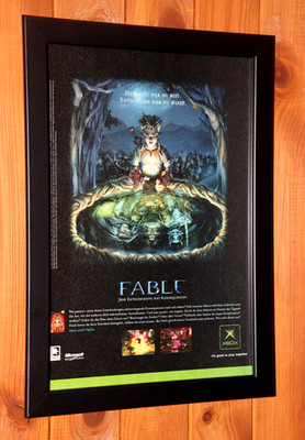 2004 Fable Xbox Very Rare Small Promo Werbeblatt Poster / Ad Page Framed
