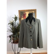 Garfield and Marks Blazer Women Size 12 Gray Black Collar Button Front Career