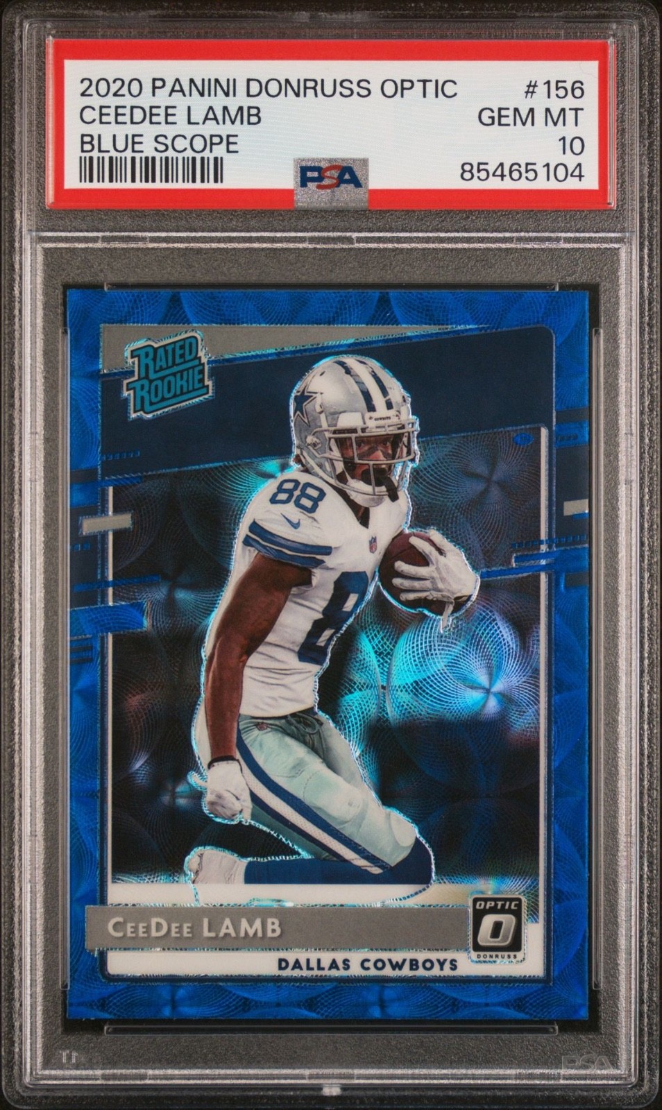 2020 Panini Donruss Optic CeeDee Lamb Blue Scope Prizm #156 Rated Rookie PSA 10