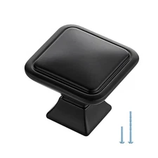 25 Pack Matte Black Cabinet Knobs, Single Hole Center, Solid Door Handles, Pulls