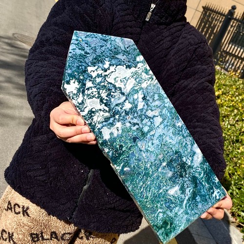 10.96LB Natural water grass agate wide column Obelisk quartz crystal sample colu - 第 5/13 張圖片