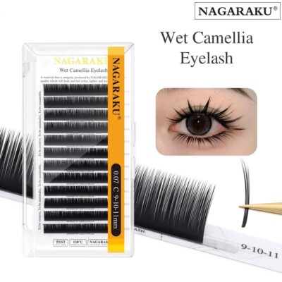 NAGARAKU Wet Camellia Wimpernverlängerung natürlich dichter Pfropfungseffekt vorgefertigt