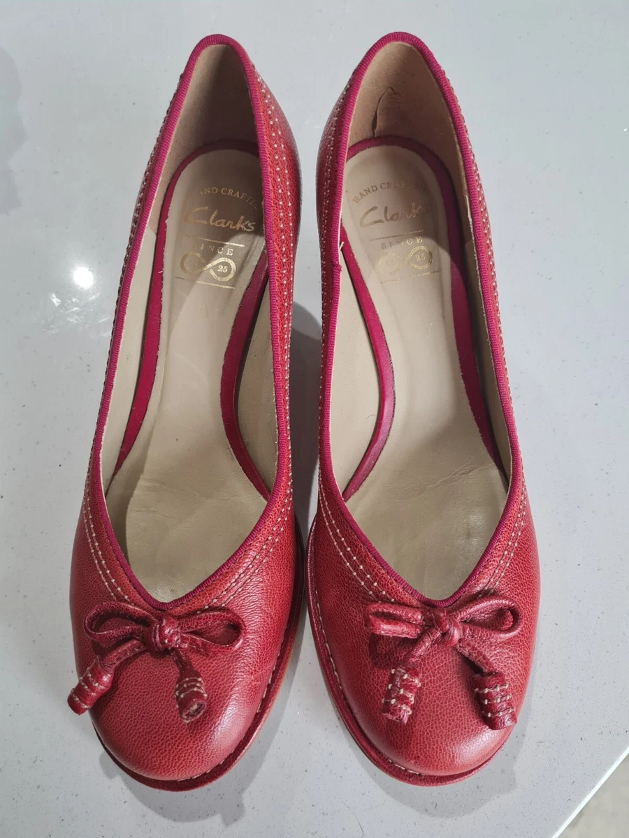 Clarks red leather shoes sales