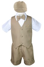 Dark Grey Gray Silver Infant Boy Toddler Formal Vest shorts Suit Outfits Sz S-4T