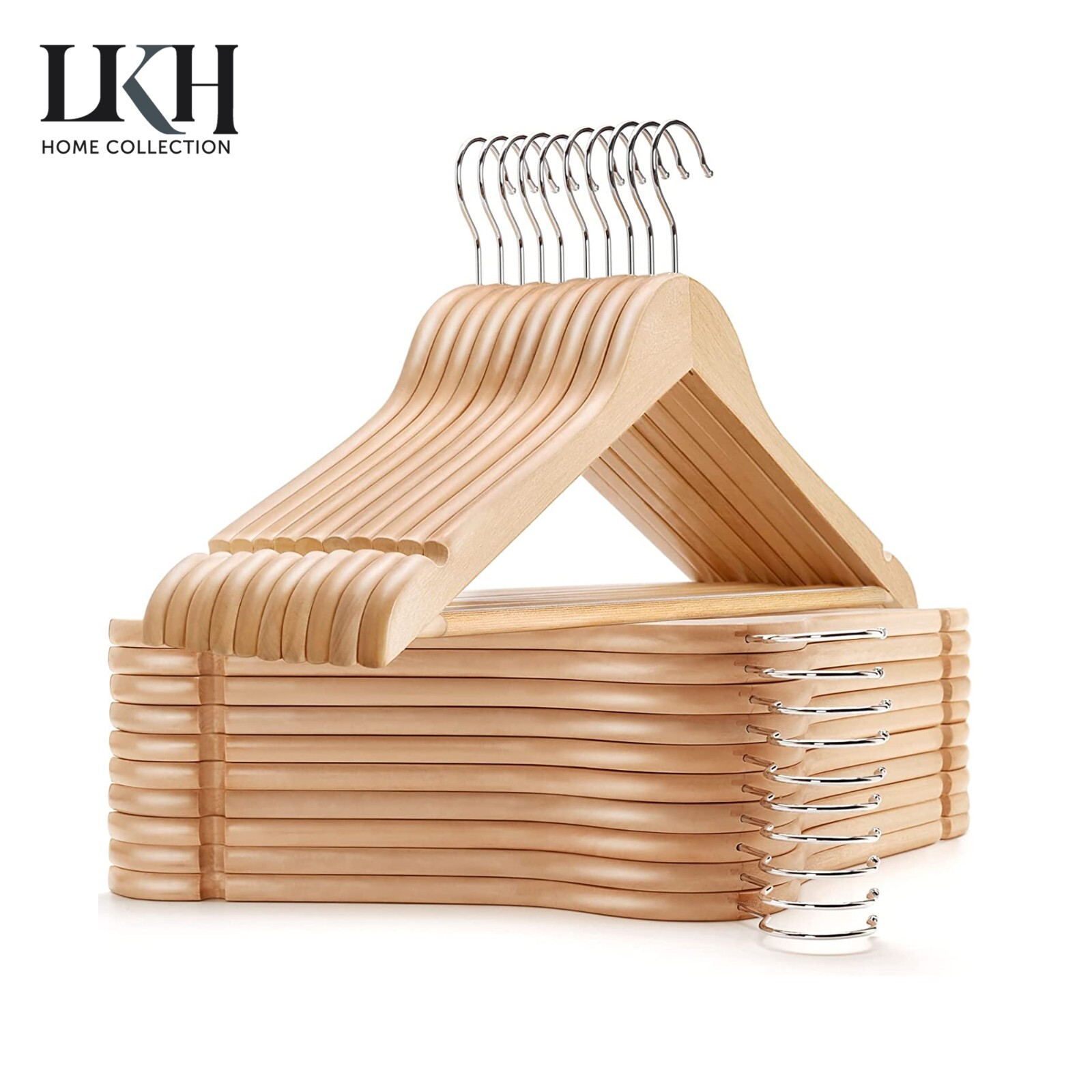 Wooden Coat Hangers X20 Suit Garments Clothes Wardrobe Wood Trouser Bar
