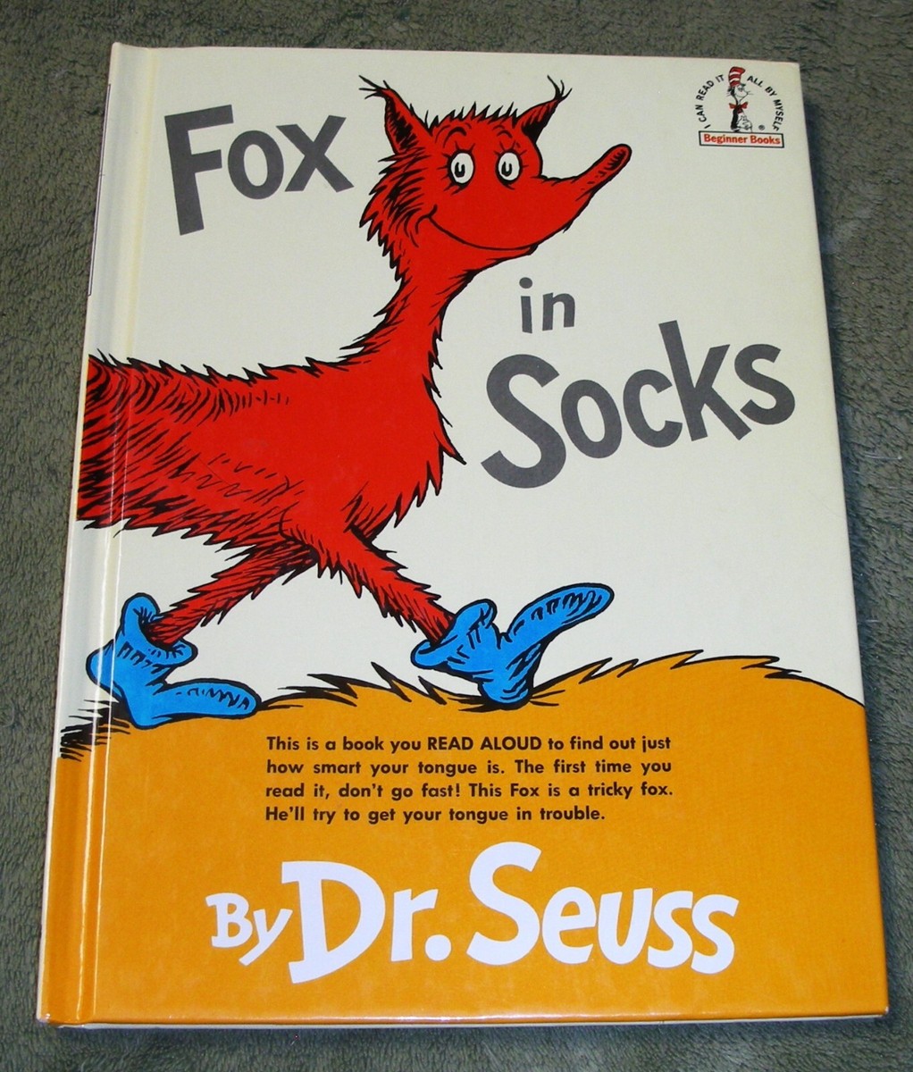 FOX IN SOCKS by Dr. Seuss 1965 Hardcover Ed, Renewed Copyright