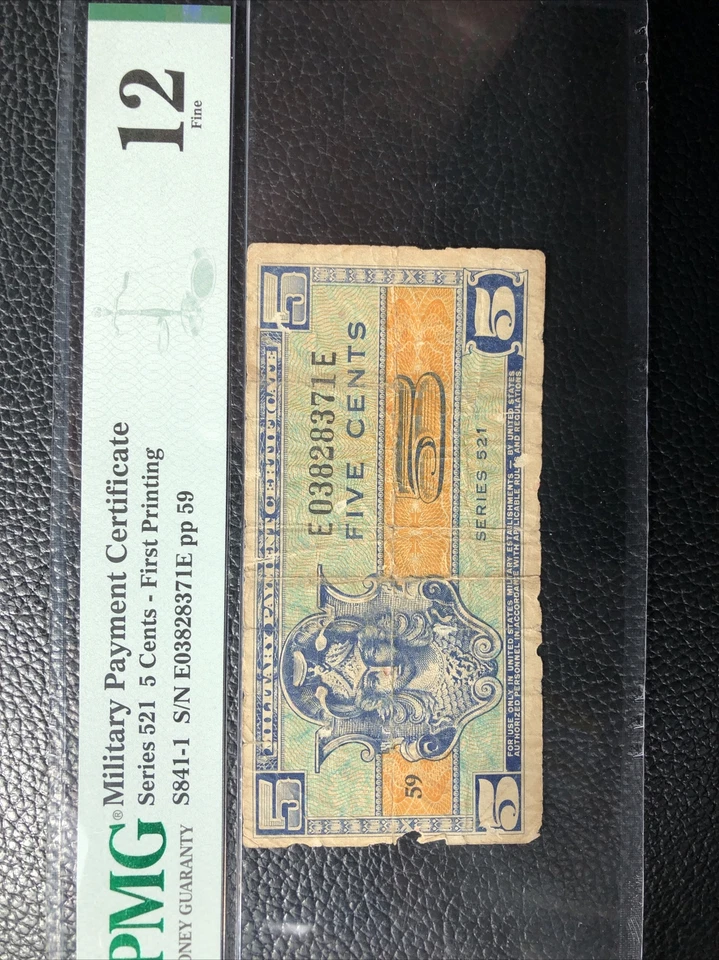 Rare To Find Military Payment Certificate Series 521 5 Cents First Printing - Image 2 of 4