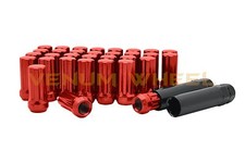 24pc M14x1.5 Red Spline Lug Nut Kit W 2 Keys Included Fits 6x5.5 Bolt Pattern