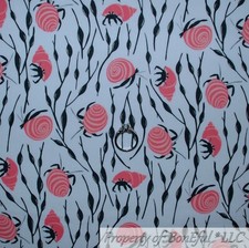 BonEful FABRIC FQ Cotton Quilt White Pink Sea Shell Beach Grass Hermit Crab Fish