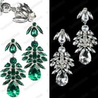 CLIP ON BIG 3"CHANDELIER EARRINGS rhinestone CRYSTAL LARGE CLIPS vintage style