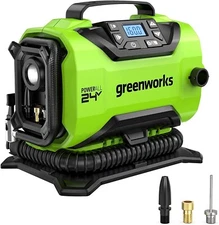 Greenworks 24V Cordless Tire Inflator, 160 PSI Portable Air Compressor ,2 Pow...