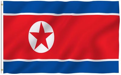 3x5 Foot North Korea Flag Canvas Header and Double Stitched 100D