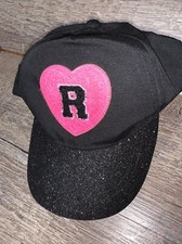 Pink Black Sparkly Justice Girls Initial R baseball hat cap adjustable Heart Nwt