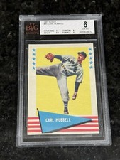 🎟️1961 Fleer #45 Carl Hubbell / New York Giants / BGS 6 / Meal Ticket HOF 🎟️