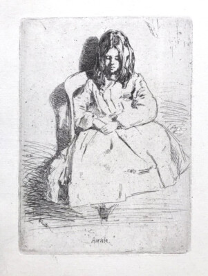 16th NuYrSale English / American Etching JAMES A M WHISTLER 'Annie'  5.25'' x  4''