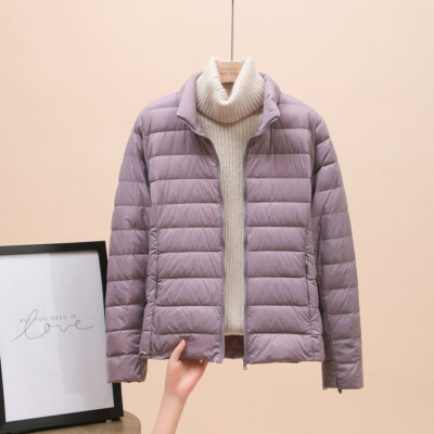 Womens Stand Collar Hooded Short Coat Ultra light Down Jacket Winter Outwear New