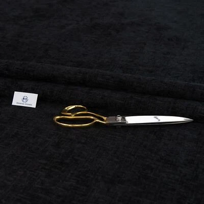 HAARIS IMAAN Black Chenille Velvet Shimmering Heavy Weight Upholstery Fabric Fire Retardant