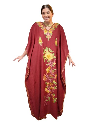 Womens Kaftan Maxi Dress Boho Hippie Gypsy Resortwear crimson red Caftan L-2XL