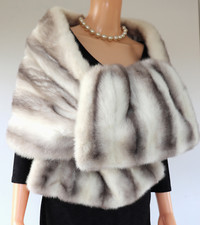 Visone Stola XXL Sciarpa Saga Mink Pelliccia Cape Opera Sposa Classico Zaffiro