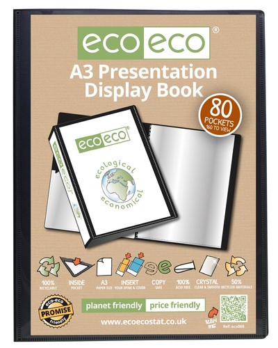 A5/A4/A3/A2 BLACK PRESENTATION DISPLAY BOOK FOLDER 20/40/60/80 POCKET RANGE - Picture 36 of 49