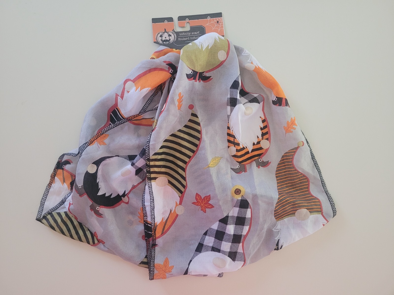 Gnome Halloween Fall Lightweight Infinity Scarf NEW holiday collectable