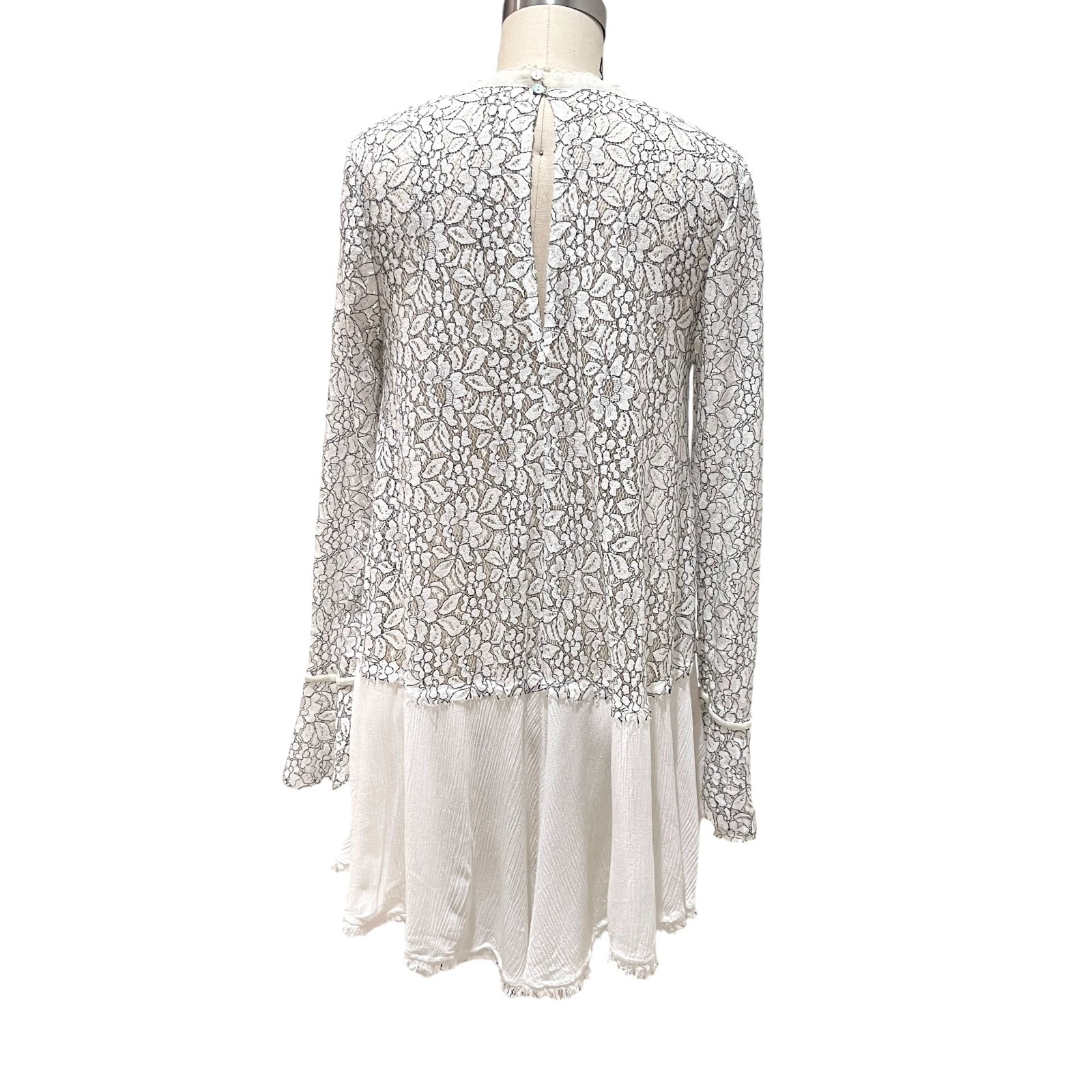 UNDERCOVER Free People Secret Origins abito tunica pizzo a pezzi taglia XS boho romantico