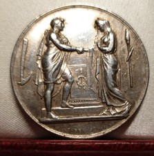 Ficha medalla histórica de plata de 34 mm de matrimonio 1910 de Montagny boda religiosa