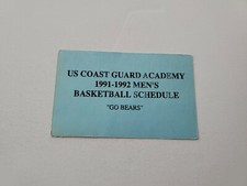 JS15 US Coast Guard Academy 1991/92 Men's Basketball Pocket Schedule Card