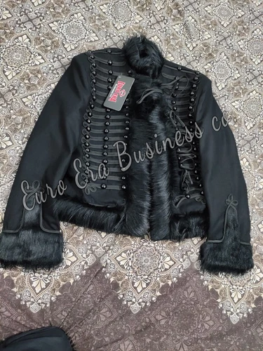 Napoleonic Brunswick of Death Military officer Hussars Pelisse Jacket coat