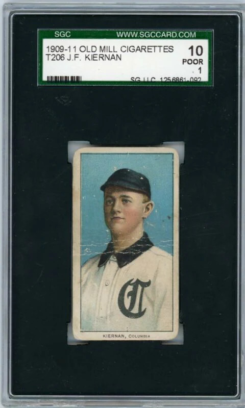 1909 T206 J.F. KIERNAN POOR OLD MILL SGC 1 BASEBALL COLUMBIA GAMECOCKS