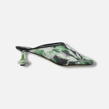 LOEWE Womens Green 45mm Floral-Print Mules Sh...