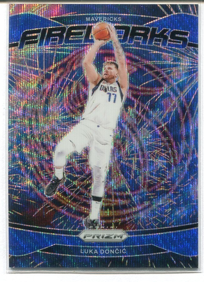 2024-25 PANINI PRIZM FIREWORKS #1 LUKA DONCIC BLUE WAVE PRIZM /175