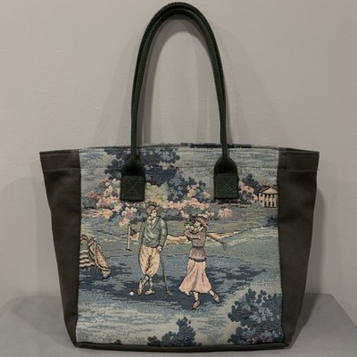 Vintage Golf Tapestry Tote Bag Holdings Fine Accessories Forest Green 90s