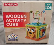 NEW WOODEN ACTIVITY CUBE Montessori Toy Kids 12 M Music Lights Learning