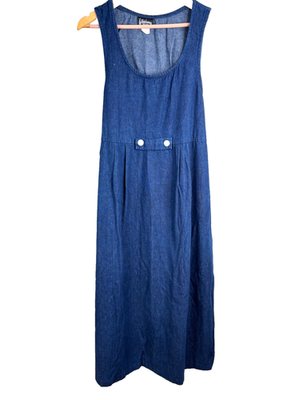 #ad #ad VTG 90s Denim Jumper Dress 12 Whirlaway Frocks Tradwife Prairie Granny Cottage $38.99