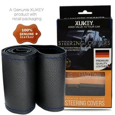 Genuine Leather Diy Car Steering Wheel Cover Anti-slip For 15 38 Cm Black Blue