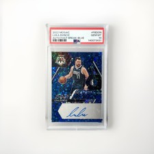 2022 Panini Mosaic Luka Doncic Auto Fast Break Blue /25 #FB-DON PSA 10 POP 4!