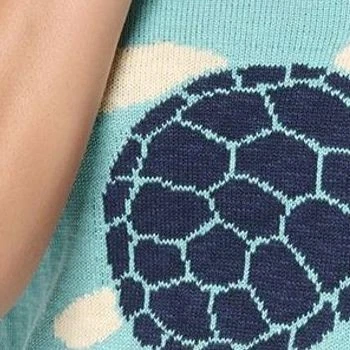 Denim & Co. Women's Top Sweater Sz M Patterned Elbow Sleeve Crew Blue A694614 - Image 2 of 4