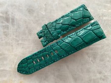 24mm/22mm Green Alligator Crocodile Print Leather Watch Strap Band