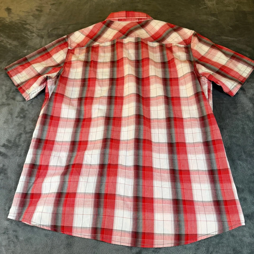 Rock & Republic Red Plaid Western Short Sleeve Button Up Casual Shirt Mens Large - Image 4 of 4