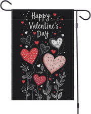 Valentines Day Garden Flag, 12X18 Inch Double Sided Flag, Burlap Flag for Outdoo