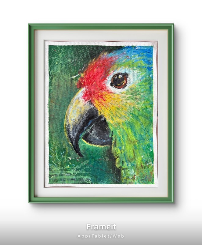Colorful Macaw Painting By Alannah Dyer- Mixed Media 8x10 in Beautiful Bird Pet