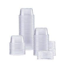 GUSTO 2 oz.-100 Count Clear Disposable Plastic Portion Cups with Lids -