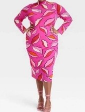 Black History Month Sammy B Dress XL Women's Long Sleeve Mesh Bodycon  Pink