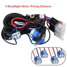 4-Headlight For Toyota H4 Relay Wiring Harness H6054 9003 Ceramic Socket Plugs