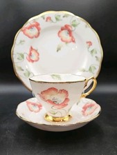 Royal Albert 100 Years 1970S Poppy Bone China Trio Set Cup, Saucer & Side plate